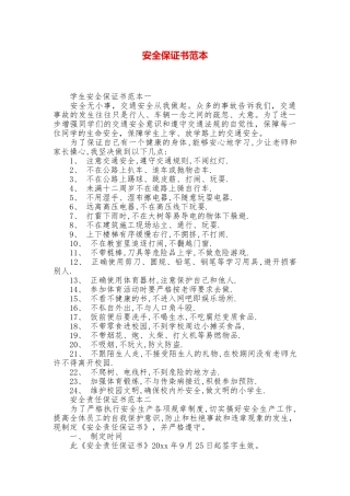 安全保证书范本