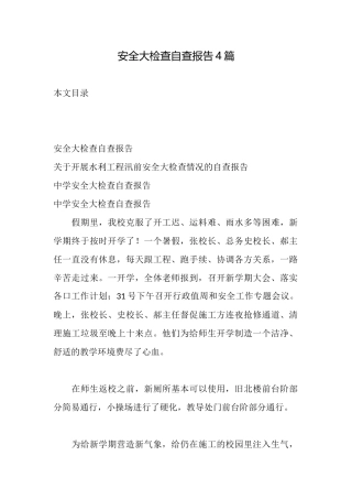 安全大检查自查报告4篇