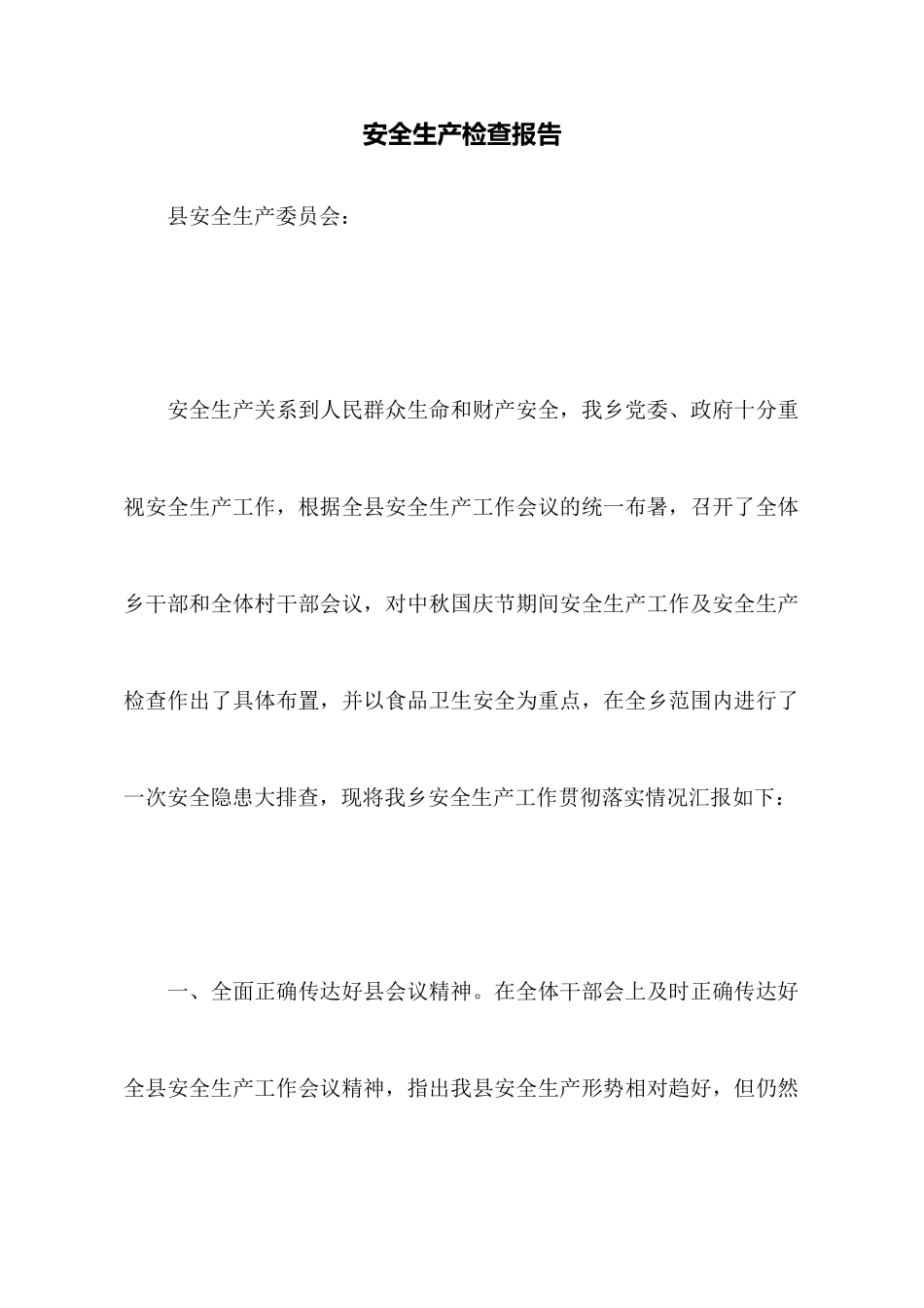 安全生产检查报告_第1页