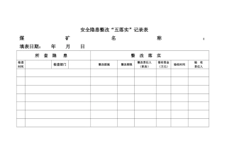安全生产隐患整改五落实表
