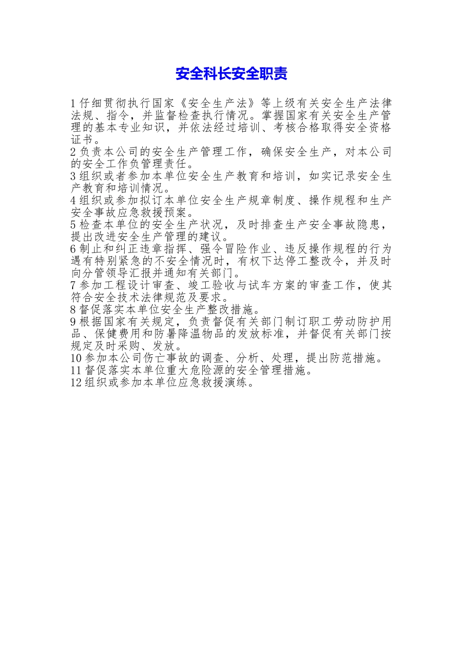 安全科长安全职责_第1页