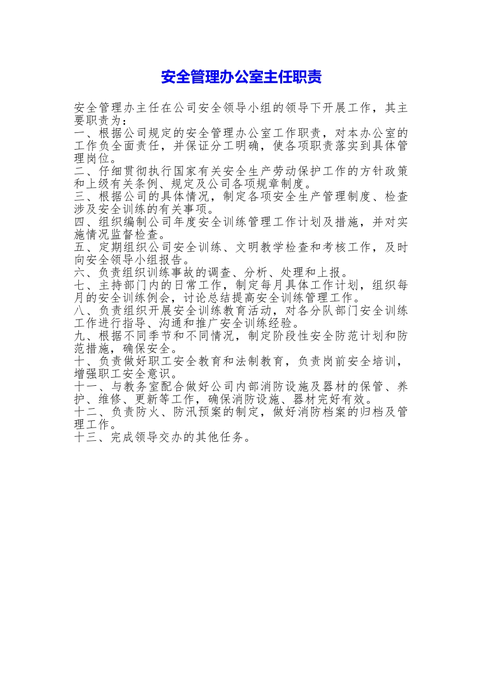 安全管理办公室主任职责_第1页