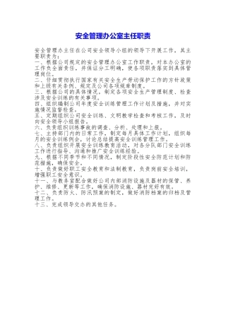 安全管理办公室主任职责