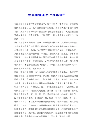 安全管理是个“技术活”