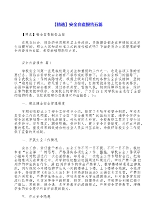 安全自查报告五篇