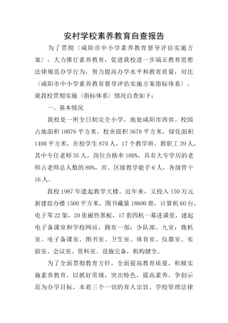 安村学校素质教育自查报告