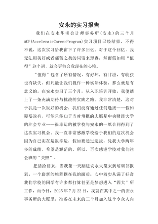 安永的实习报告
