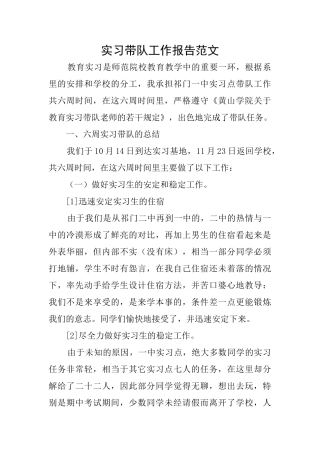 实习带队工作报告范文
