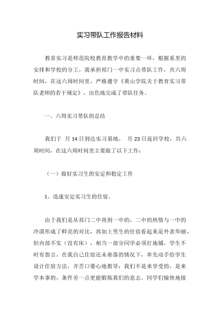 实习带队工作报告材料