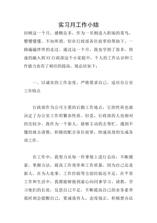 实习月工作小结