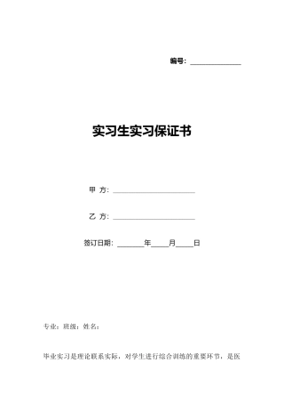 实习生实习保证书