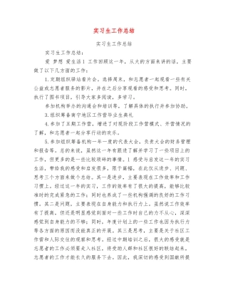 实习生工作总结