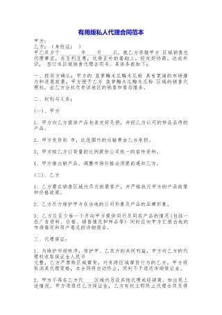 实用版私人代理合同