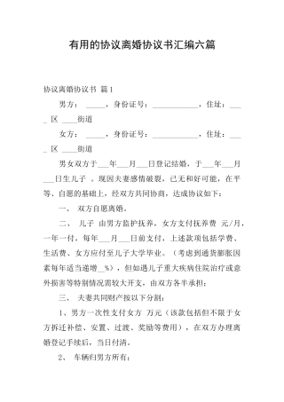 实用的协议离婚协议书汇编六篇