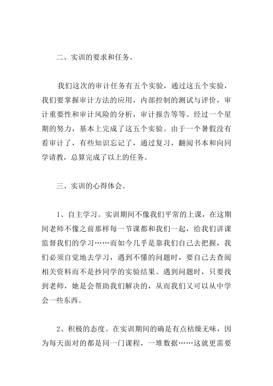 审计实训心得体会专题_第2页