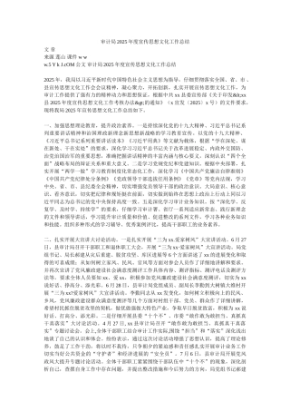 审计局2025年度宣传思想文化工作总结