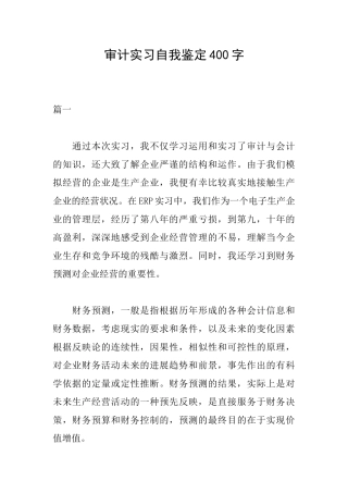 审计实习自我鉴定400字
