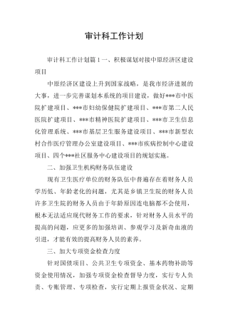审计科工作计划
