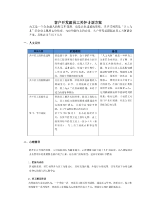 客户开发部员工关怀计划方案