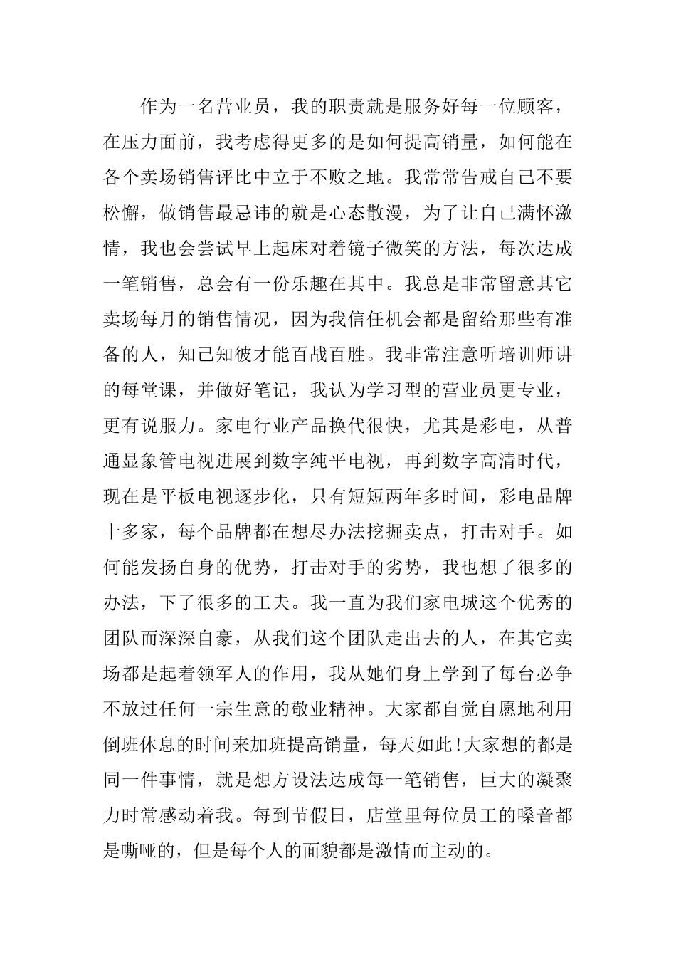 家电销售人员述职报告范文_第2页