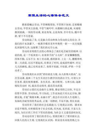 寒假生活的心得体会范文