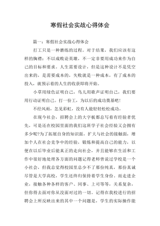 寒假社会实战心得体会
