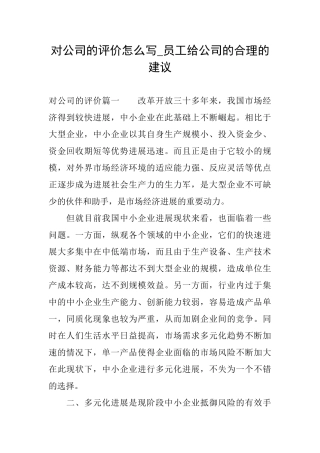 对公司的评价怎么写员工给公司的合理的建议