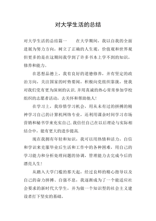 对大学生活的总结