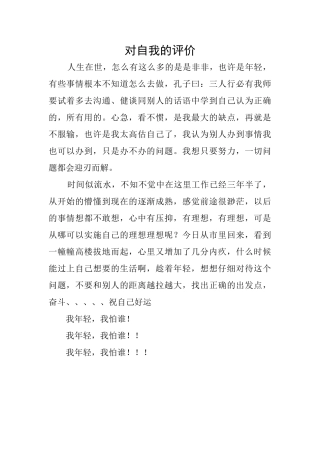 对自我的评价