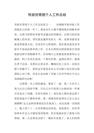 导游员带团个人工作总结