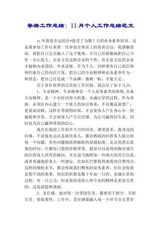 导游工作总结：11月个人工作总结范文