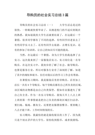 导购员的社会实习总结3篇