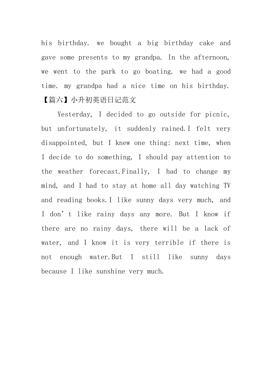 小升初英语日记范文6篇_第3页