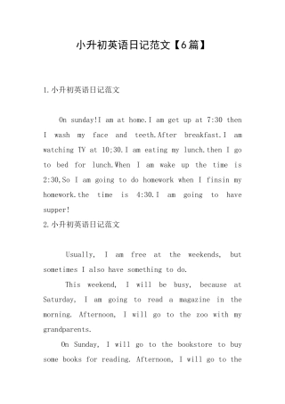 小升初英语日记范文