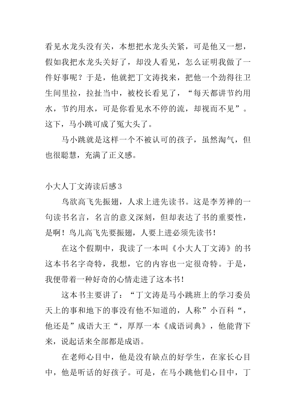 小大人丁文涛读后感_第3页