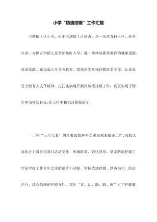 小学“防流控辍”工作汇报