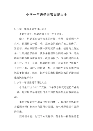 小学一年级圣诞节日记大全