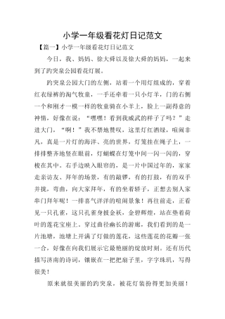 小学一年级看花灯日记范文