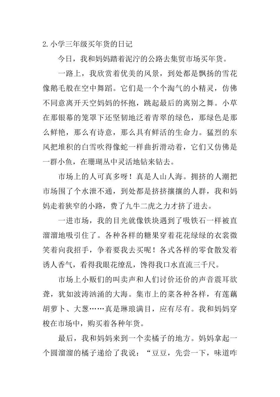 小学三年级买年货的日记_第2页