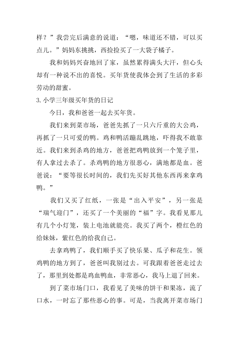 小学三年级买年货的日记_第3页