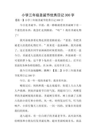 小学三年级圣诞节优秀日记300字