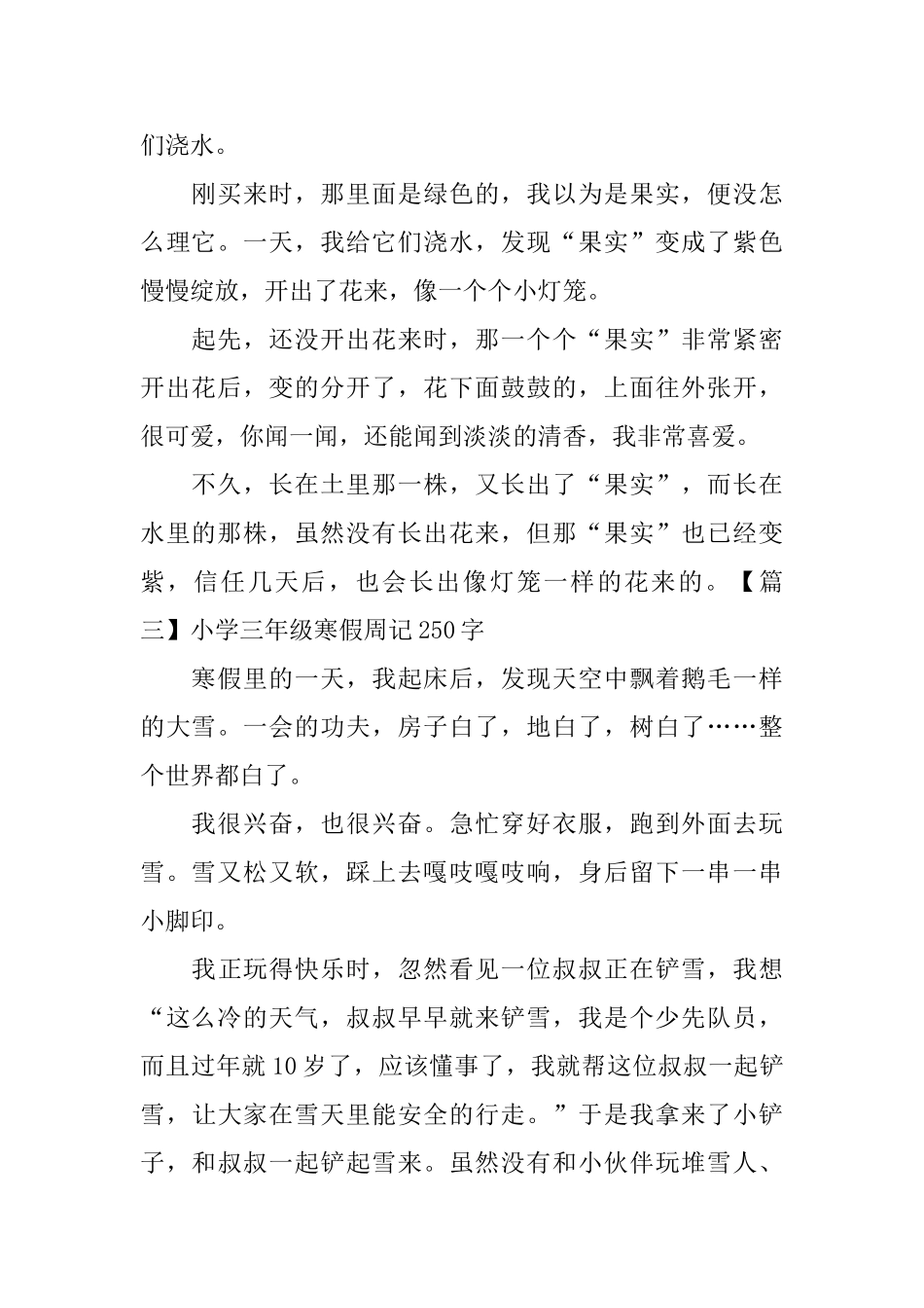 小学三年级寒假周记250字_第2页