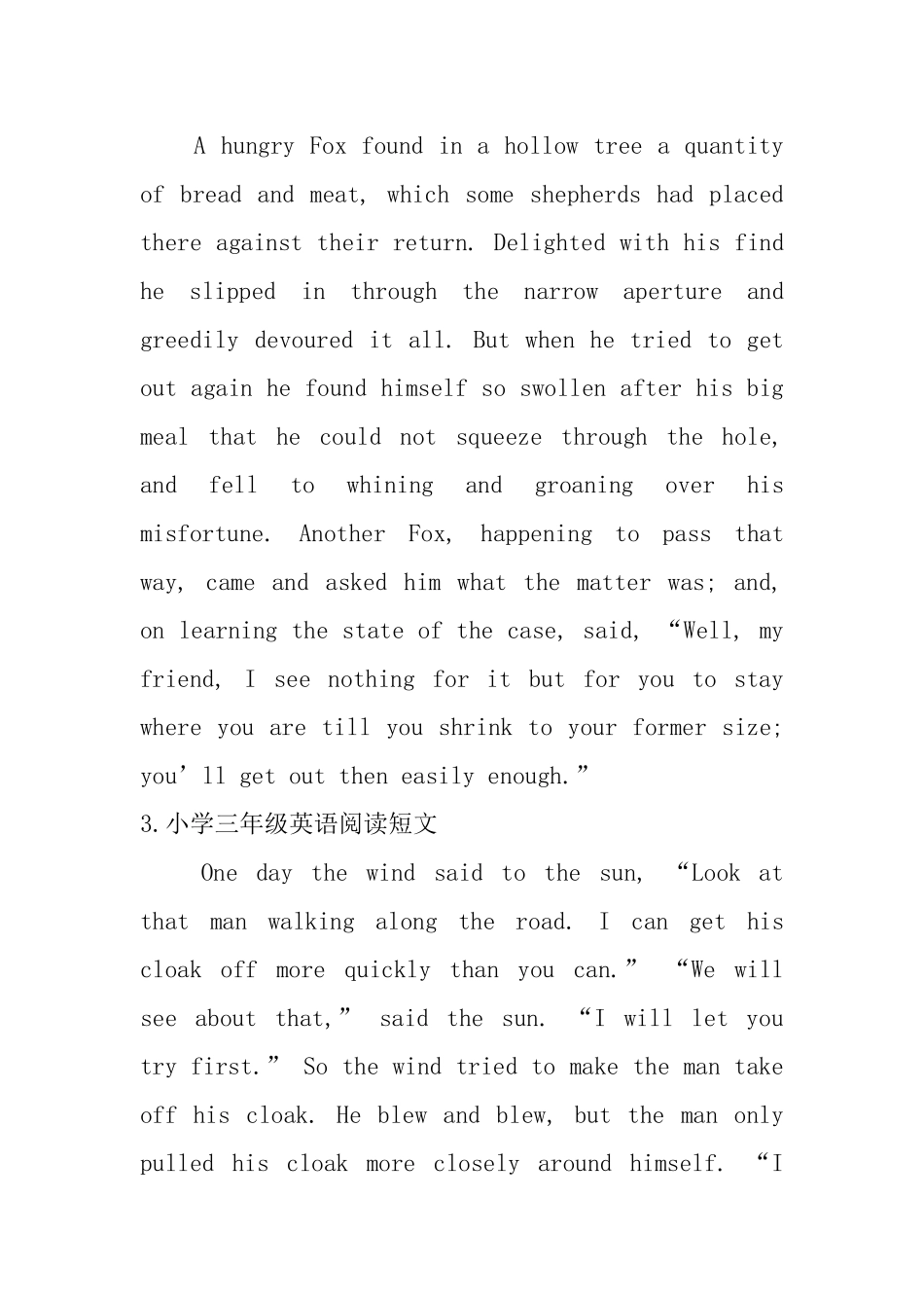 小学三年级英语阅读短文_第2页