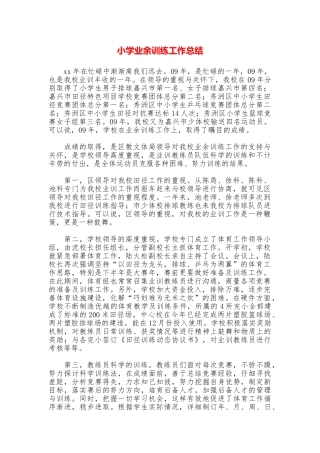 小学业余训练工作总结