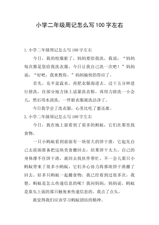 小学二年级周记怎么写100字左右