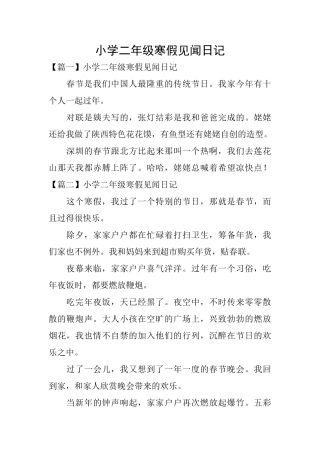 小学二年级寒假见闻日记