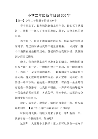 小学二年级新年日记300字