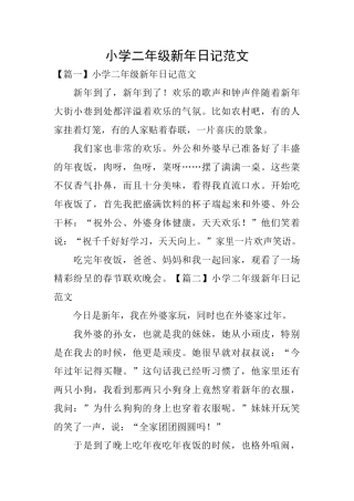 小学二年级新年日记范文