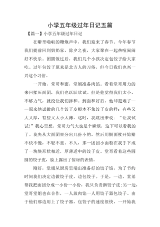 小学五年级过年日记五篇