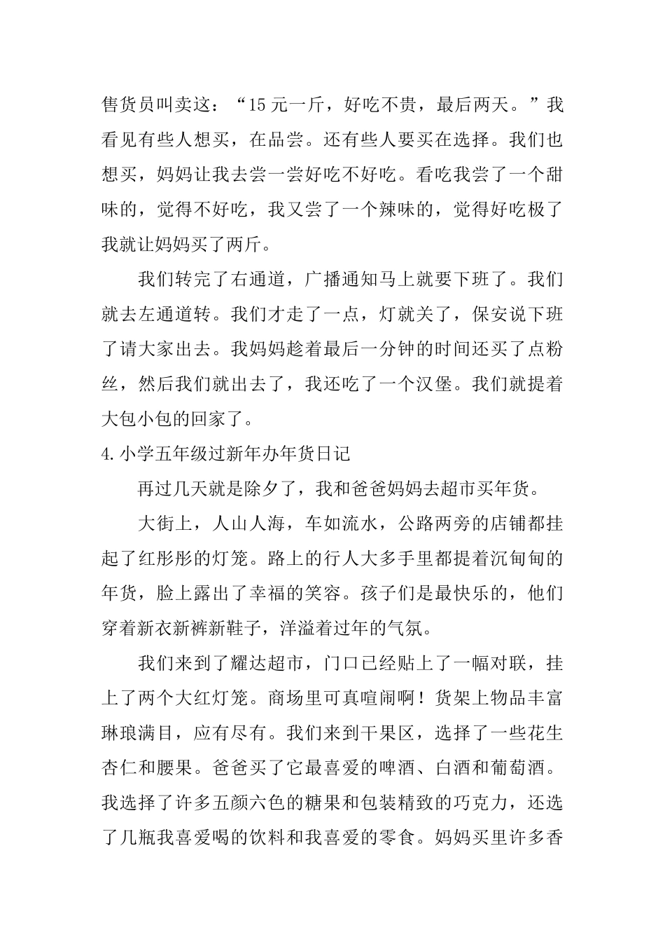 小学五年级过新年办年货日记5篇_第3页